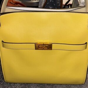Tory. Burch Lee Radzwill Yellow Leather Women's Bag